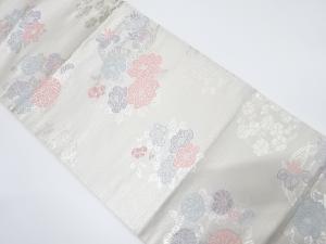 引箔　花丸文様織り出し開く名古屋帯（額縁仕立て）